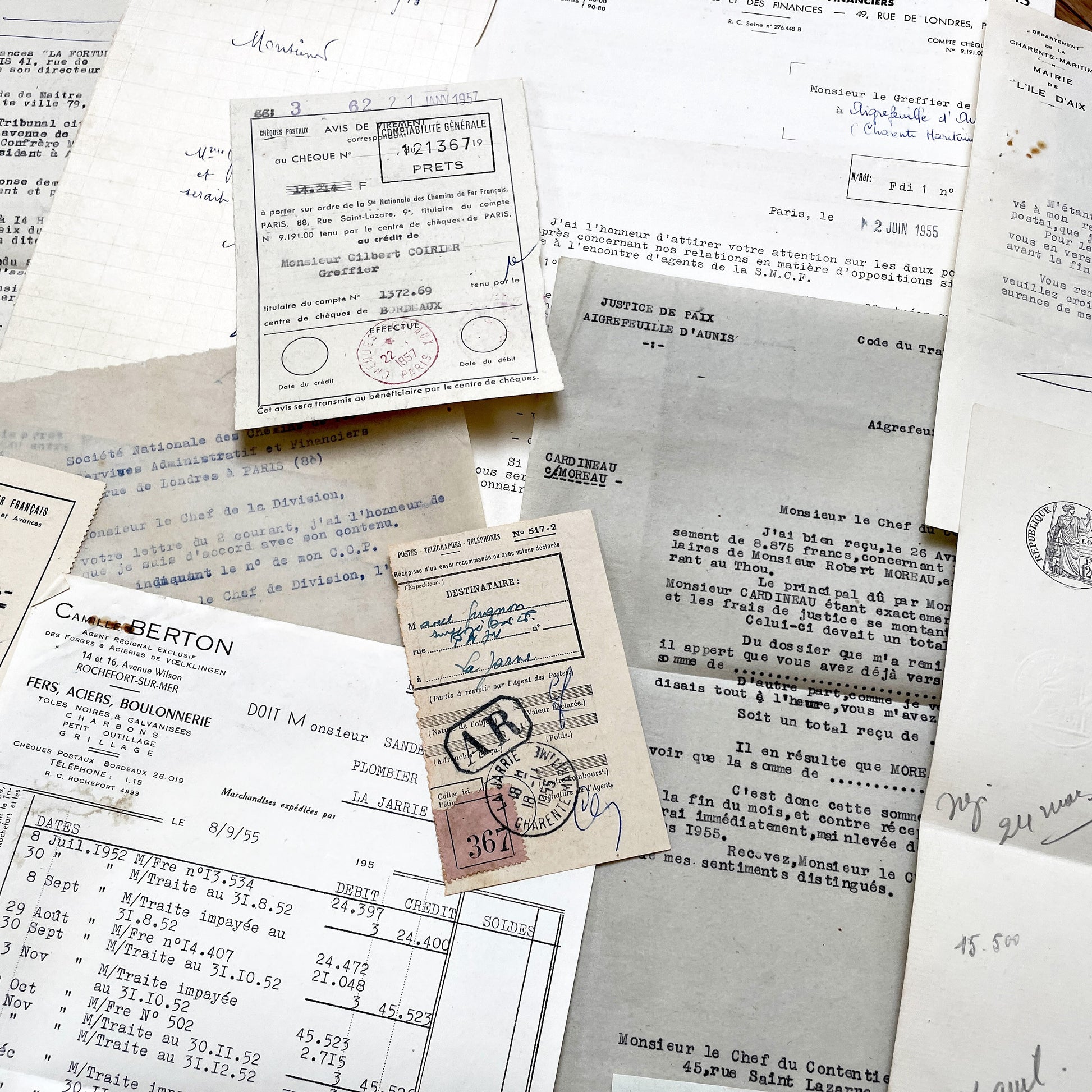 1950s - Vintage Ephemera Lot – French Letters, Invoices & Legal Documents from Notary Archive