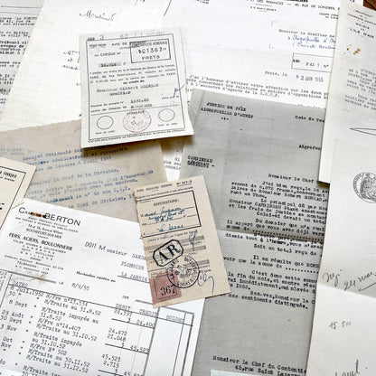 1950s - Vintage Ephemera Lot – French Letters, Invoices & Legal Documents from Notary Archive