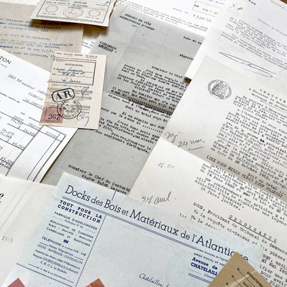 1950s - Vintage Ephemera Lot – French Letters, Invoices & Legal Documents from Notary Archive