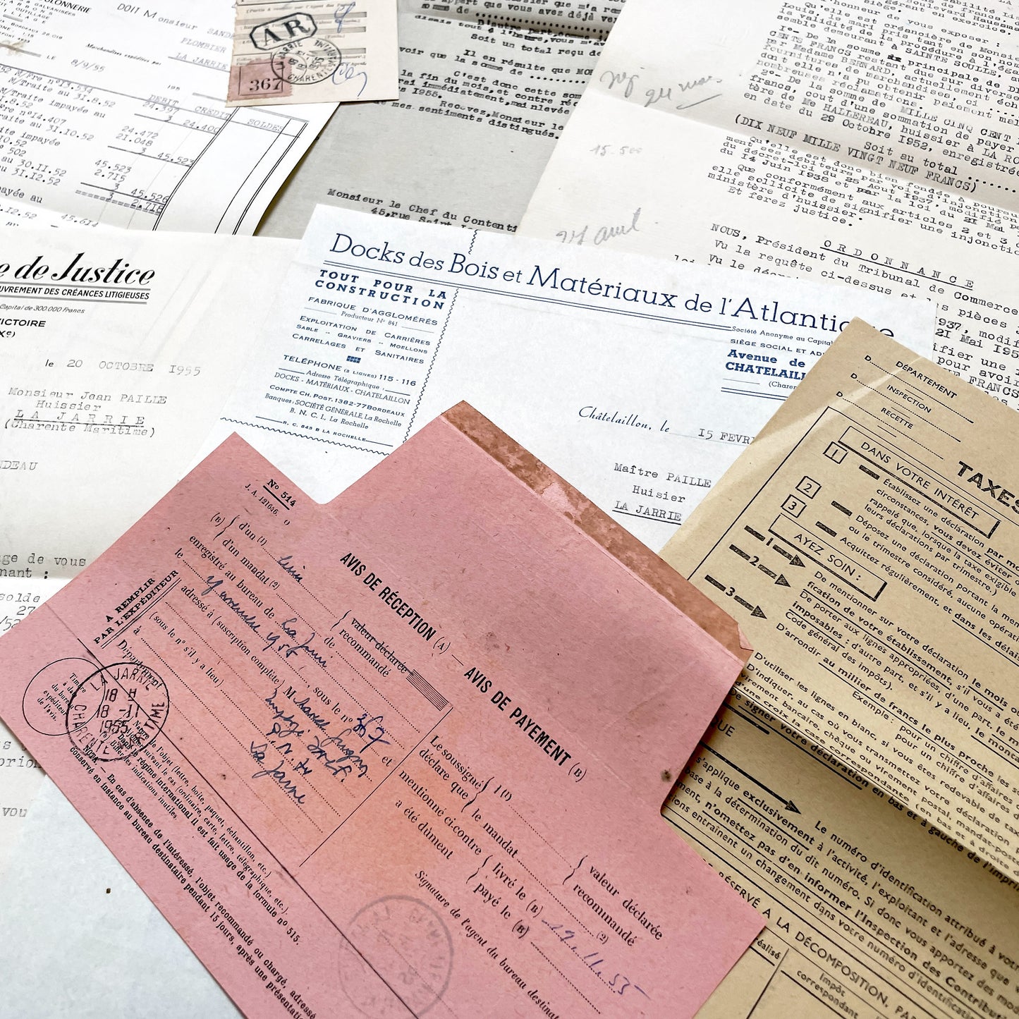 1950s - Vintage Ephemera Lot – French Letters, Invoices & Legal Documents from Notary Archive