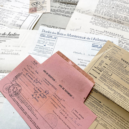 1950s - Vintage Ephemera Lot – French Letters, Invoices & Legal Documents from Notary Archive