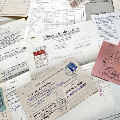 1950s - Vintage Ephemera Lot – French Letters, Invoices & Legal Documents from Notary Archive