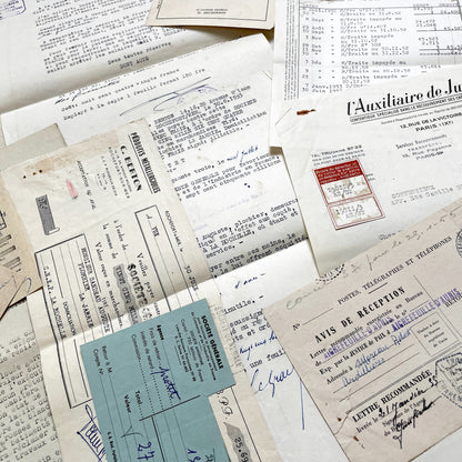 1950s - Vintage Ephemera Lot – French Letters, Invoices & Legal Documents from Notary Archive