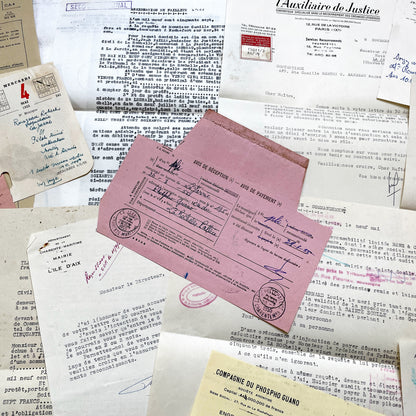1950s - Vintage Ephemera Lot – French Letters, Invoices & Legal Documents from Notary Archive