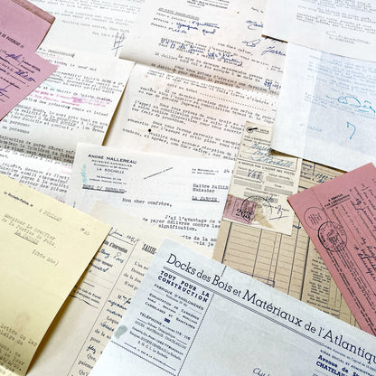 1950s - Vintage Ephemera Lot – French Letters, Invoices & Legal Documents from Notary Archive