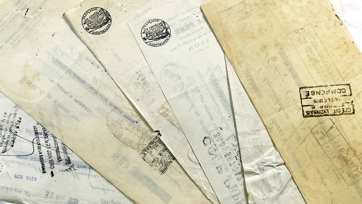 1930s - Lot of 6 Vintage French Bills of Exchange – Handwritten Commercial Documents with Stamps