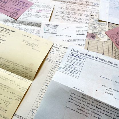 1950s - Vintage Ephemera Lot – French Letters, Invoices & Legal Documents from Notary Archive