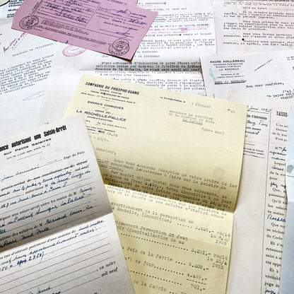1950s - Vintage Ephemera Lot – French Letters, Invoices & Legal Documents from Notary Archive