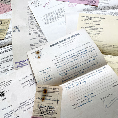 1950s - Vintage Ephemera Lot – French Letters, Invoices & Legal Documents from Notary Archive