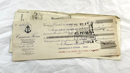 1930s - Lot of 6 Vintage French Bills of Exchange – Handwritten Commercial Documents with Stamps