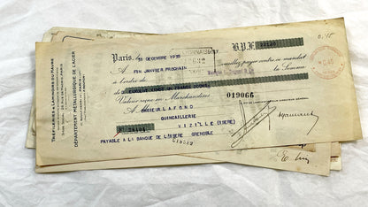1930s - Lot of 6 Vintage French Bills of Exchange – Handwritten Commercial Documents with Stamps