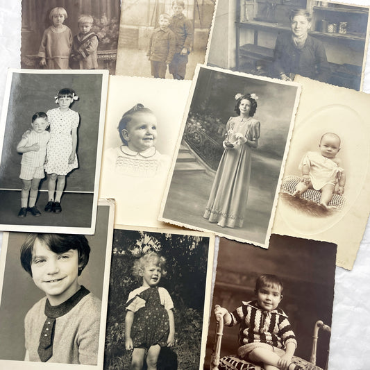 1930s - 10 Vintage Black and White Photographs - Children and Family Portraits - Childhood Memories - Studio and Outdoor Shots