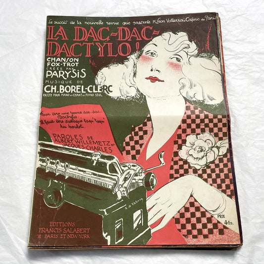 1920s - Vintage French Sheet Music - 'La Dac-Dac-Dactylo' Fox-Trot - Art Deco Typist Cover - Salabert Editions - Paris & New York