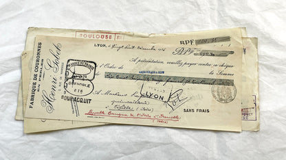 1930s - Lot of 6 Vintage French Bills of Exchange – Handwritten Commercial Documents with Stamps