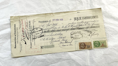 1930s - Lot of 6 Vintage French Bills of Exchange – Handwritten Commercial Documents with Stamps