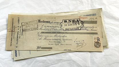 1930s - Lot of 6 Vintage French Bills of Exchange – Handwritten Commercial Documents with Stamps