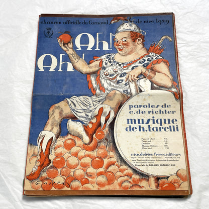 1920s - Vintage French Music Sheet - Nice Carnival Official Song 1929 - Ah! Ah!! - Gustav Adlof Moossa cover - Delrieu Frères