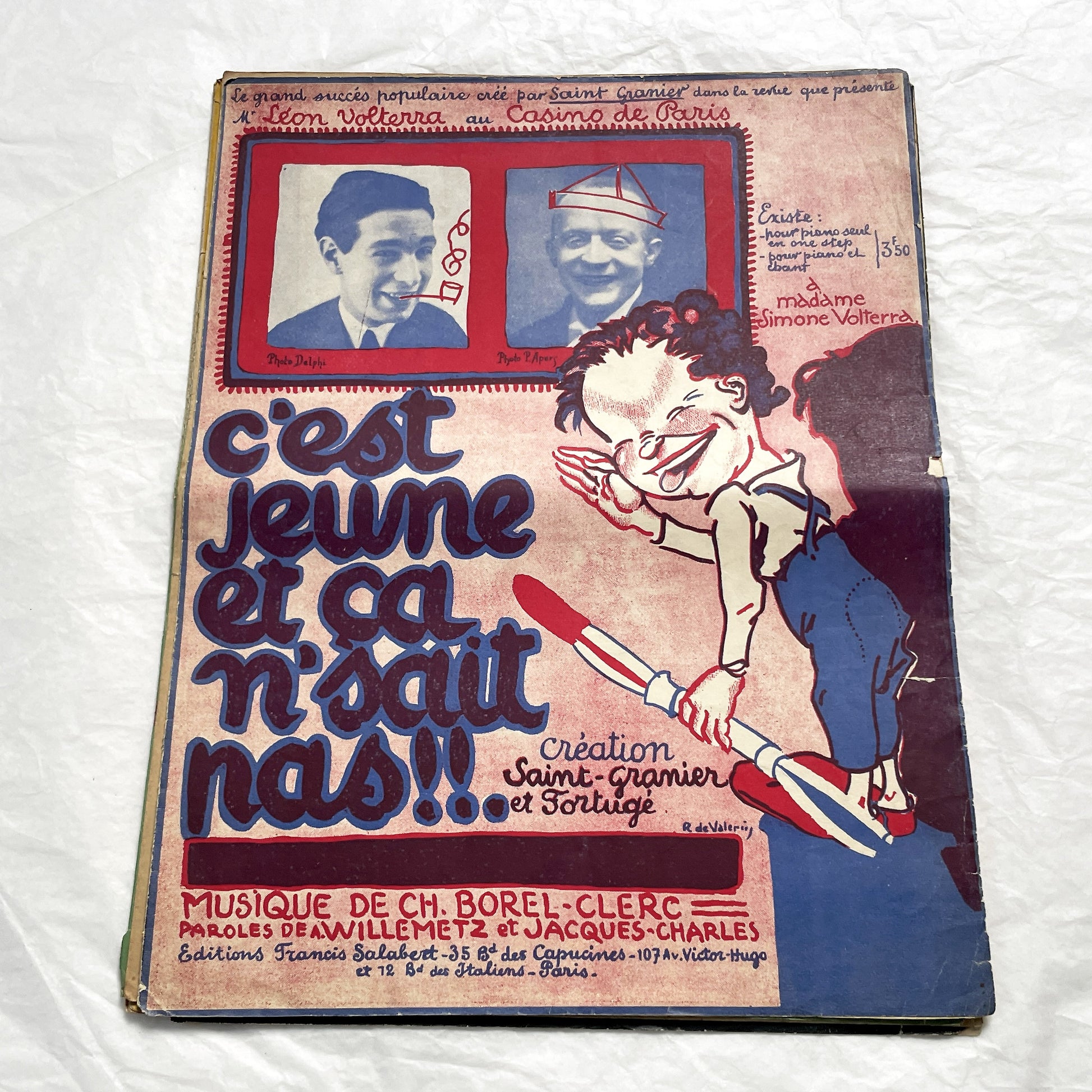 1920s - Vintage French Music Sheet - 'C'est Jeune Et Ça N'sait Pas' - Popular Song Of Casino De Paris