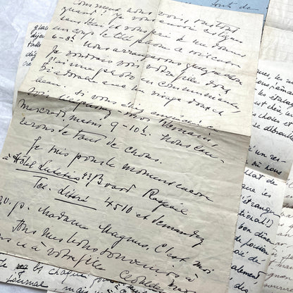 Set of 10 1930s vintage French letters with intricate handwritten script on antique paper, offering historical insight.