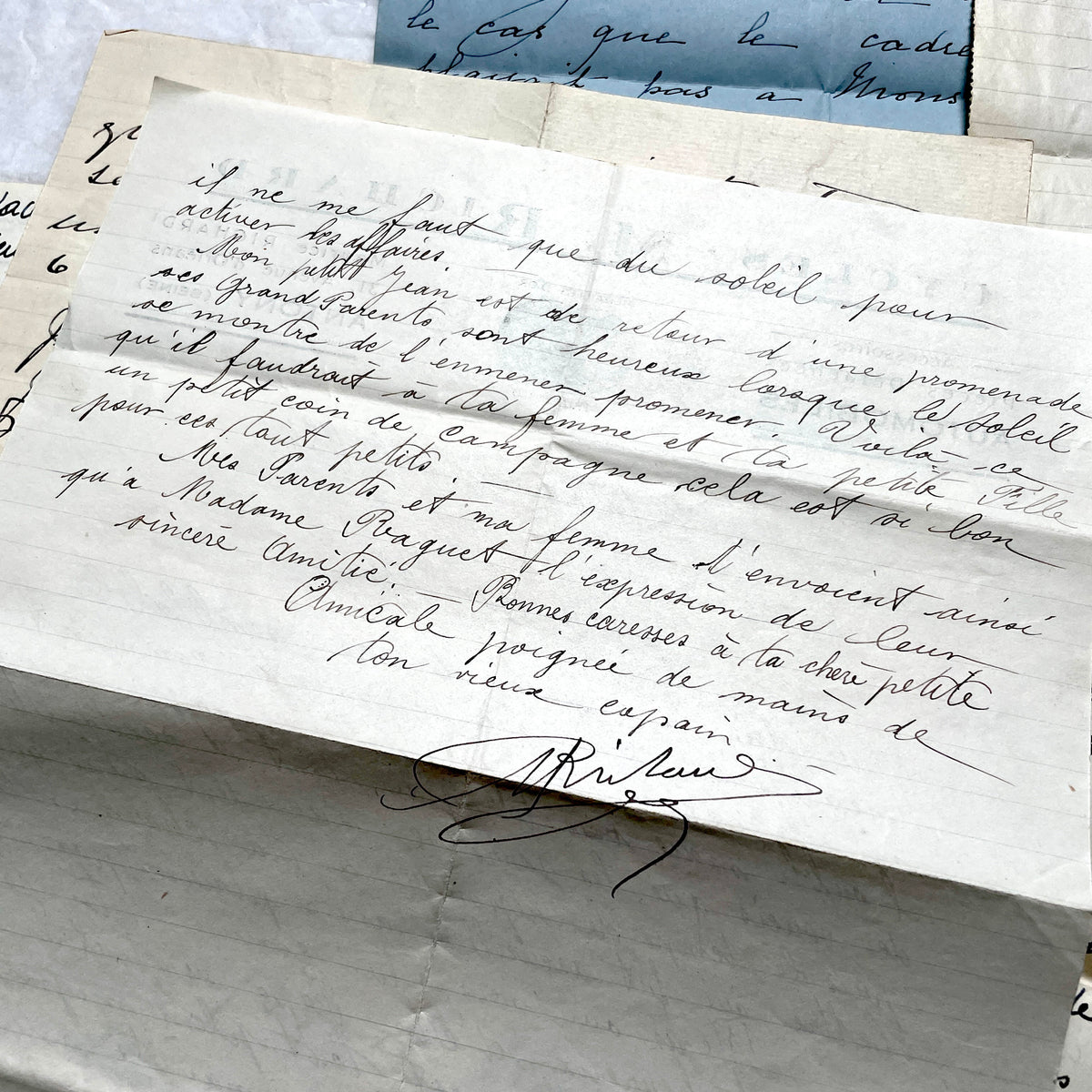 Set of 10 1930s vintage French letters with intricate handwritten script on antique paper, offering historical insight.