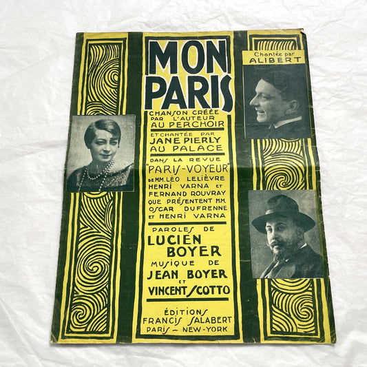 1920s - Vintage French Sheet Music 'Mon Paris' - Lucien Boyer & Vincent Scotto - Paris-Voyeur Revue - Gershwin Fox-Trot Adverts