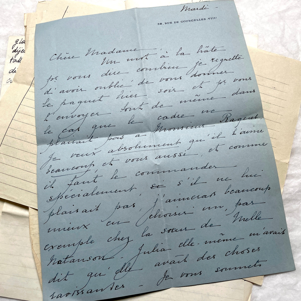 Set of 10 1930s vintage French letters with intricate handwritten script on antique paper, offering historical insight.