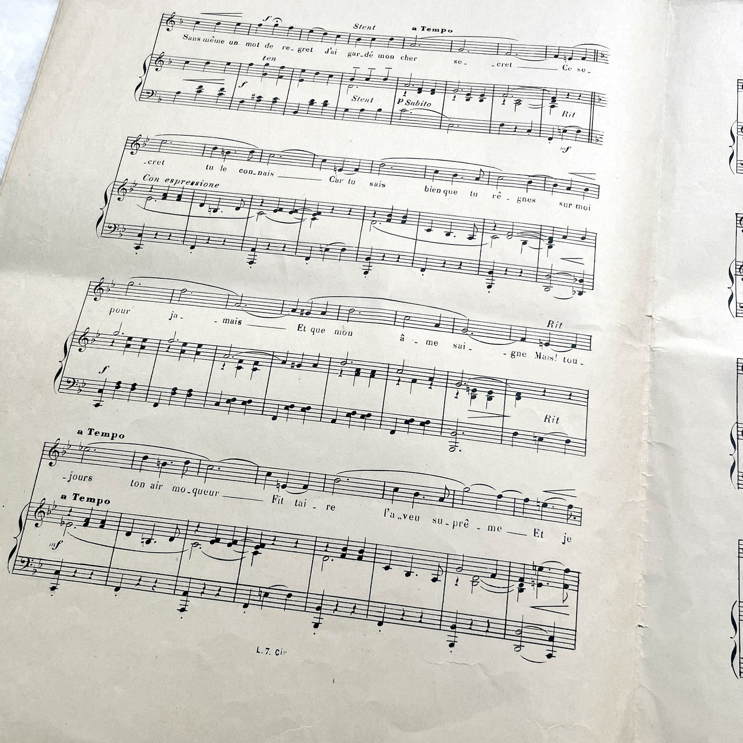 1900s - Antique French Sheet Music - Paul Lombard's 'Cher Secret' Valse Boston Piano and Vocal Score - Belle Epoque Cover Art