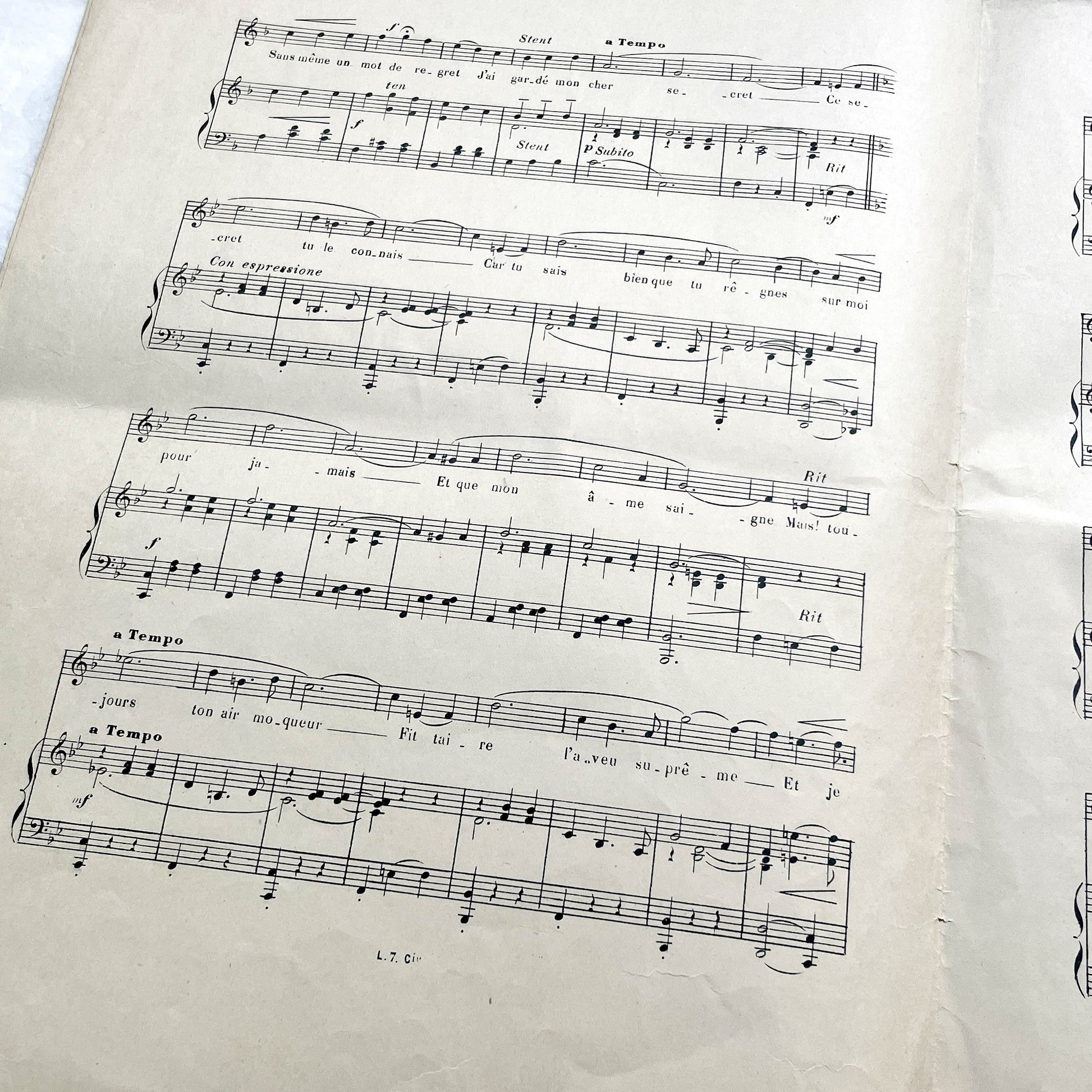 1900s - Antique French Sheet Music - Paul Lombard's 'Cher Secret' Valse Boston Piano and Vocal Score - Belle Epoque Cover Art