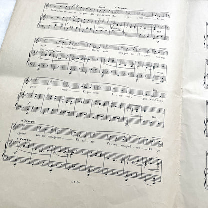 1900s - Antique French Sheet Music - Paul Lombard's 'Cher Secret' Valse Boston Piano and Vocal Score - Belle Epoque Cover Art