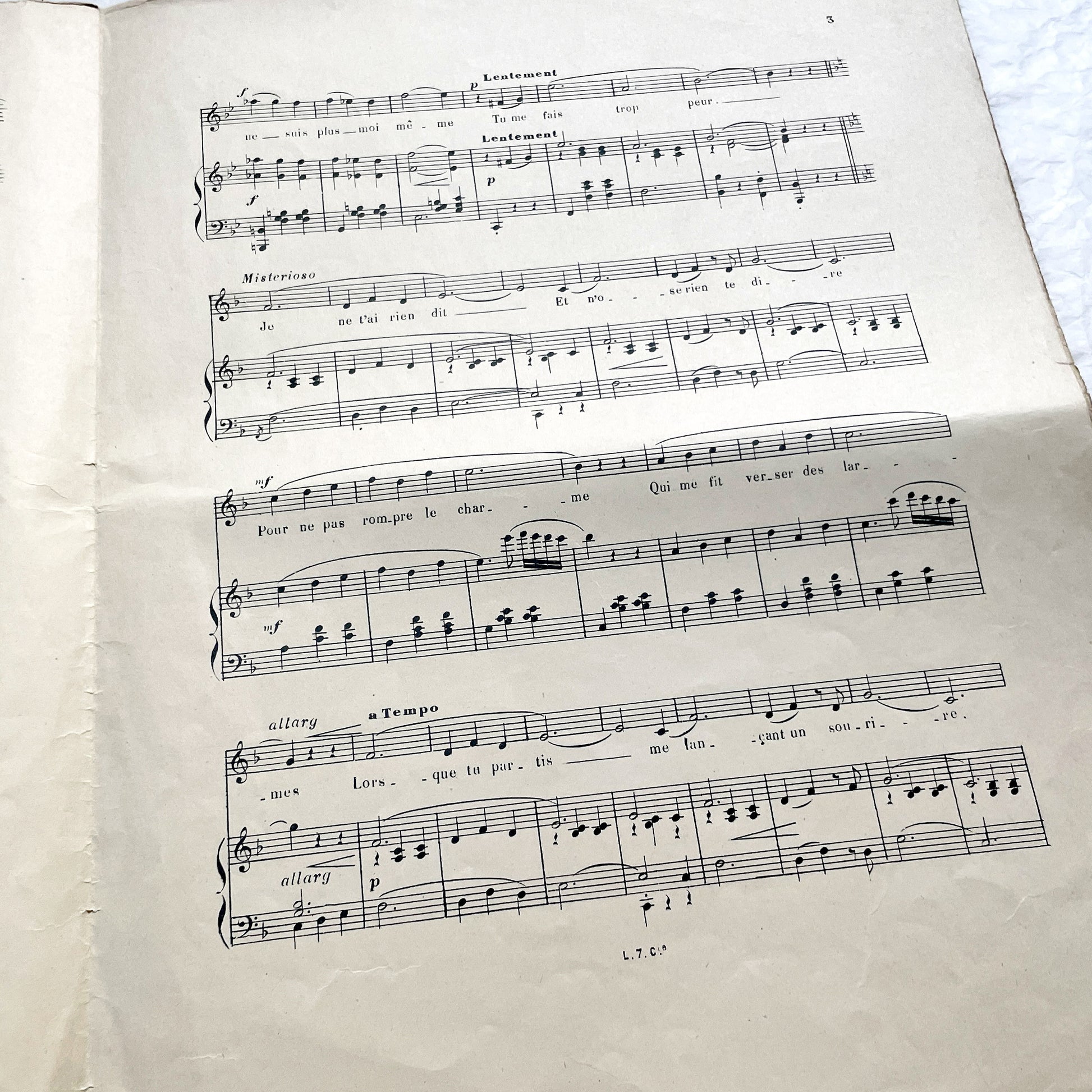 1900s - Antique French Sheet Music - Paul Lombard's 'Cher Secret' Valse Boston Piano and Vocal Score - Belle Epoque Cover Art