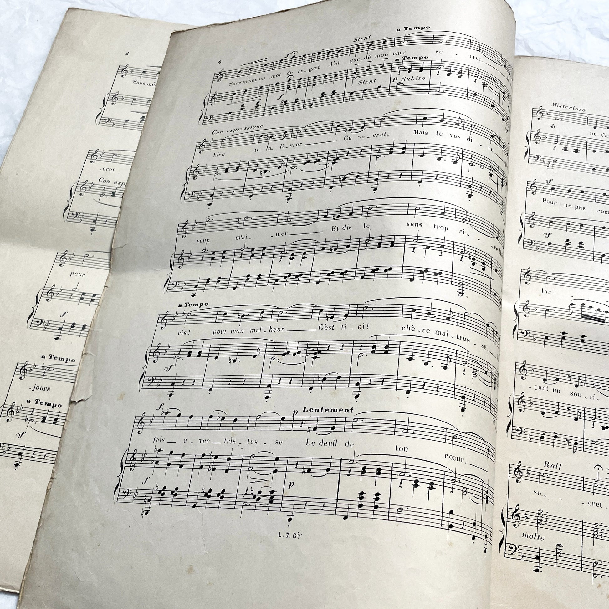 1900s - Antique French Sheet Music - Paul Lombard's 'Cher Secret' Valse Boston Piano and Vocal Score - Belle Epoque Cover Art