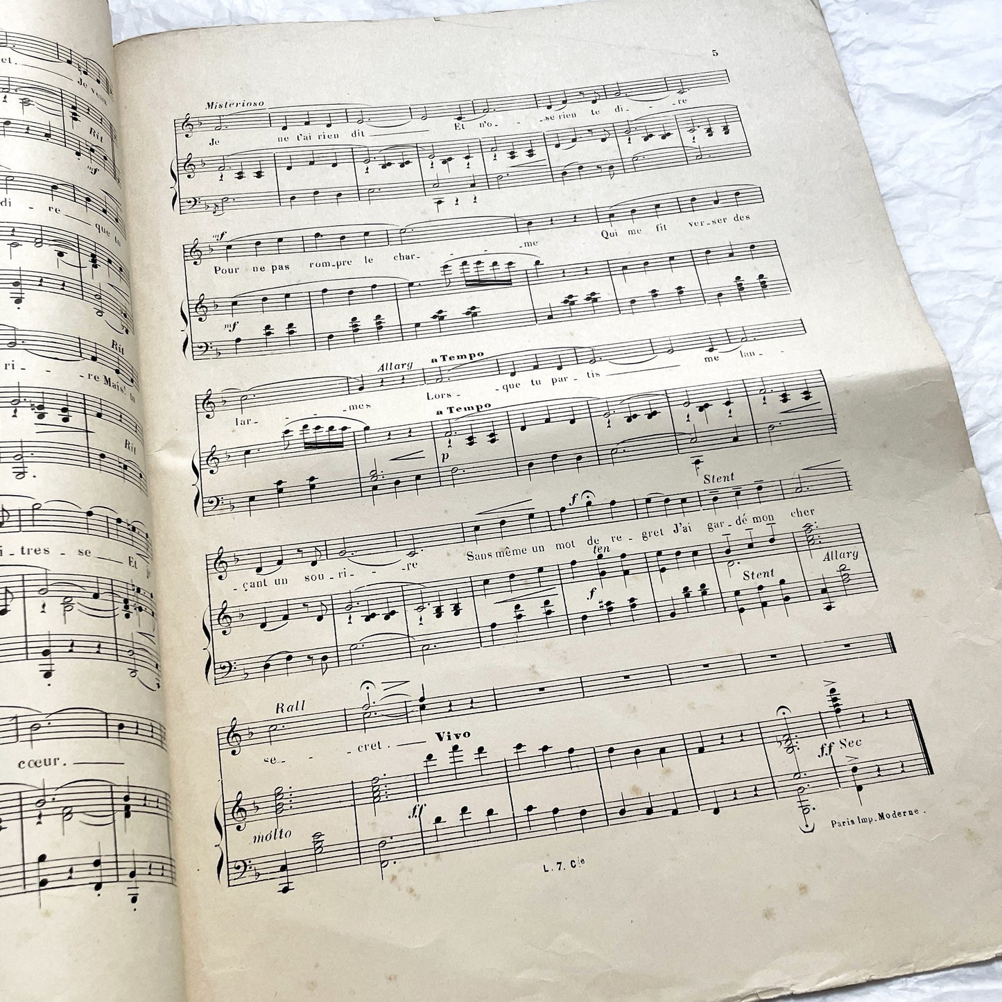 1900s - Antique French Sheet Music - Paul Lombard's 'Cher Secret' Valse Boston Piano and Vocal Score - Belle Epoque Cover Art