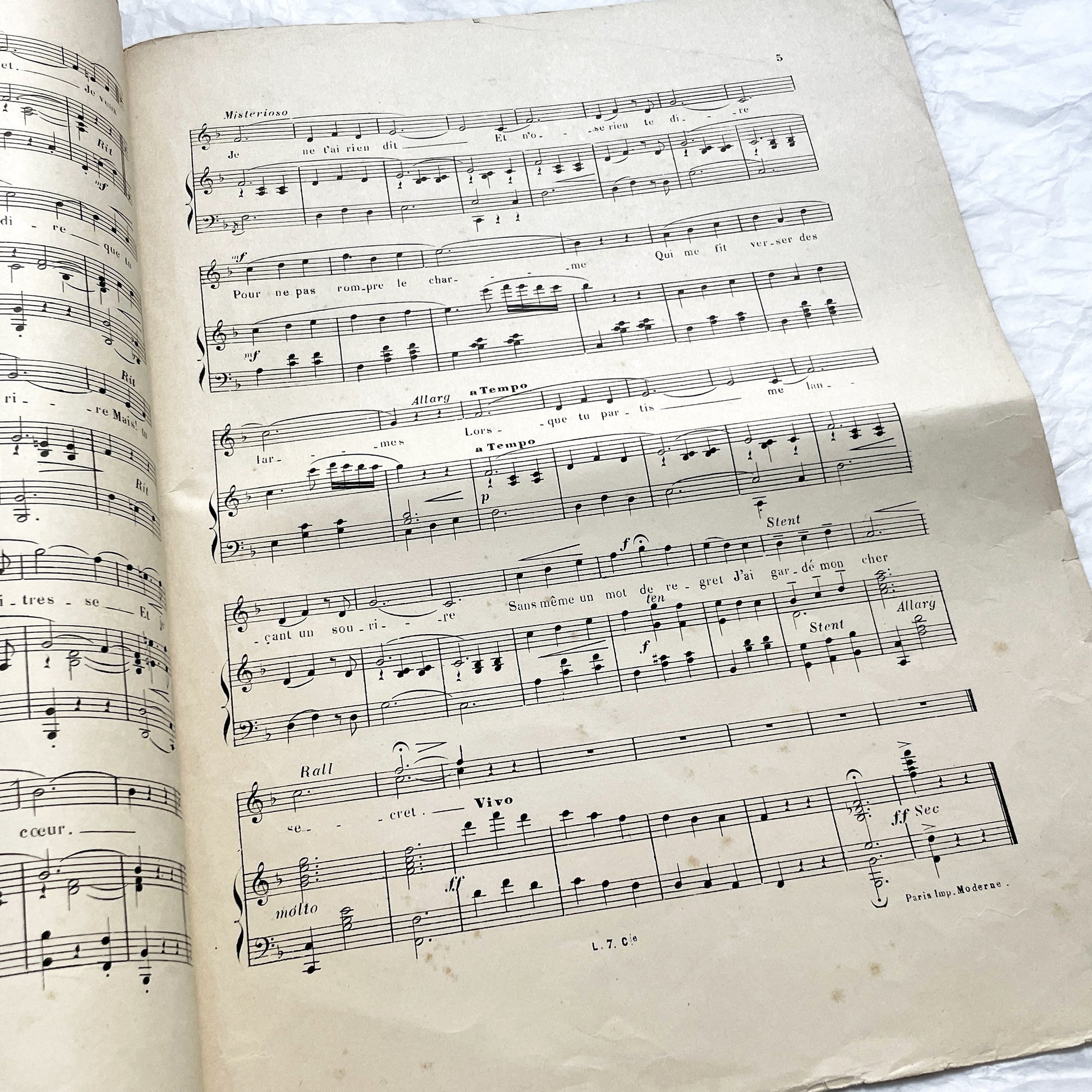 1900s - Antique French Sheet Music - Paul Lombard's 'Cher Secret' Valse Boston Piano and Vocal Score - Belle Epoque Cover Art