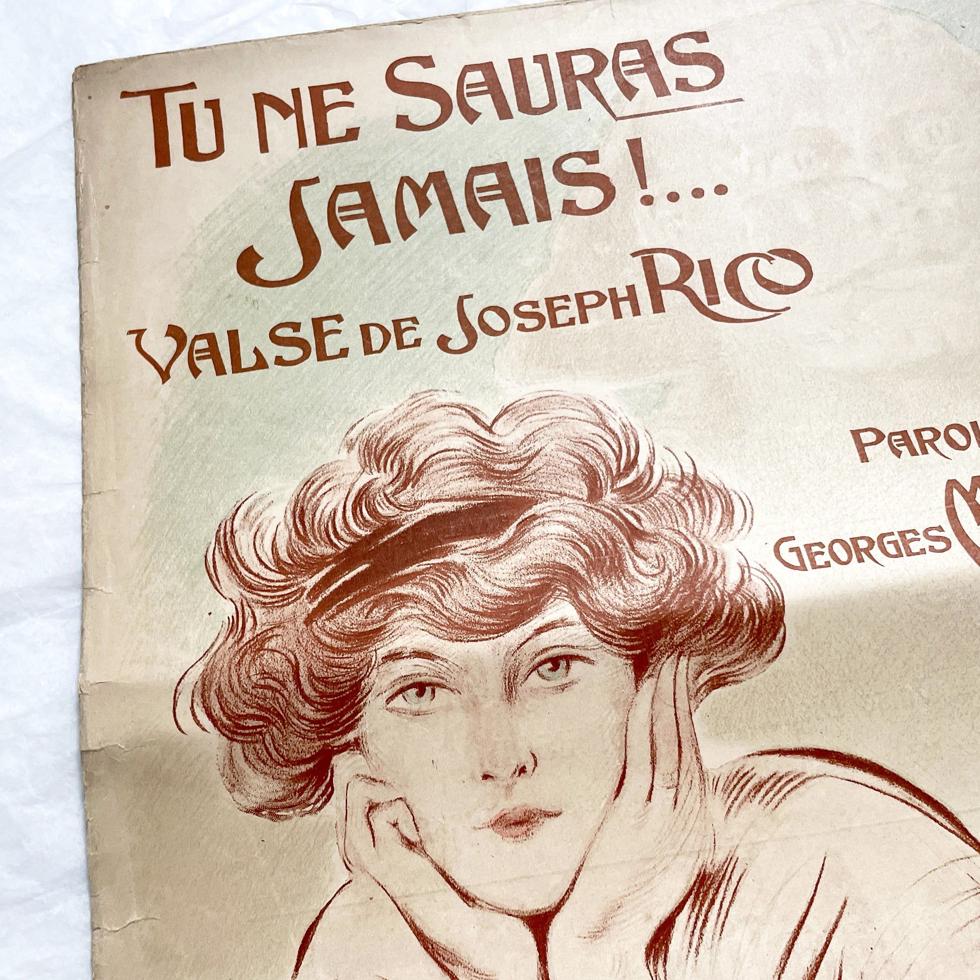 1910s - Vintage French Sheet Music - Tu Ne Sauras Jamais! - Joseph Rico - Georges Millandy - Romantic Waltz - H. Delormel Paris