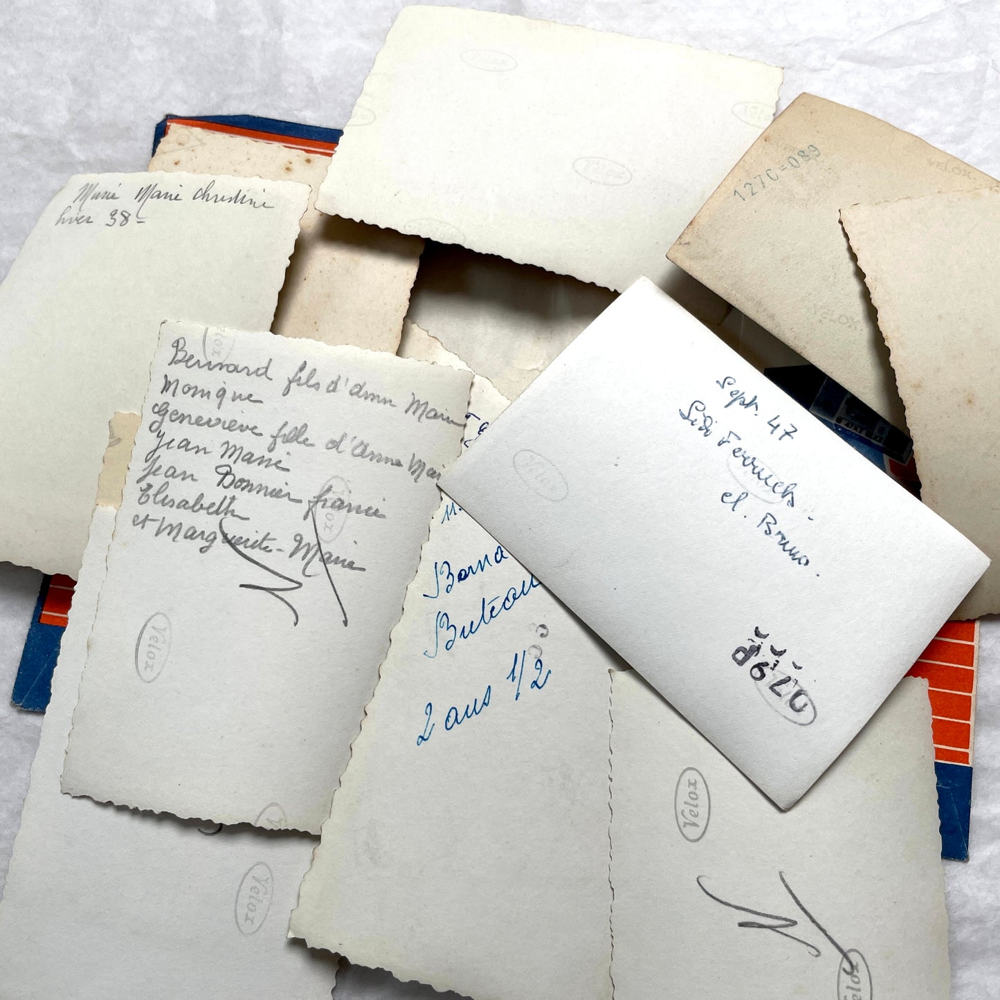 1930s vintage photographs lot showing European family life, children, classic cars, and travel scenes including a ship.