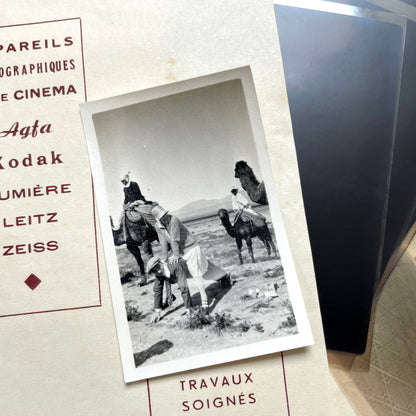 1930s vintage photograph lot showing French family life, travel, skiing, beach scenes, and a vintage car.
