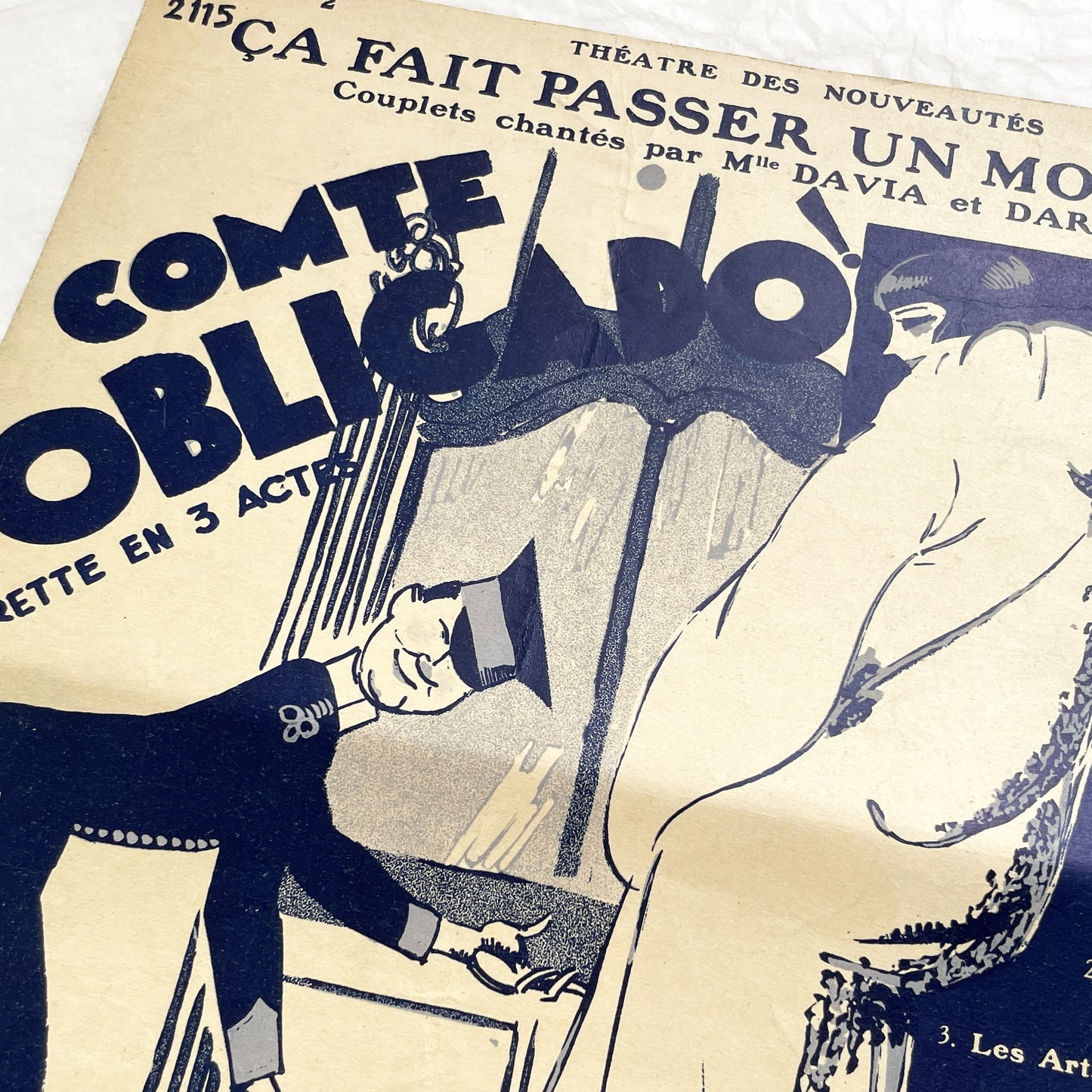 1920s - French Musical Score - 'Comte Obligado' Operetta by Moretti and Barde - 'Ça Fait Passer Un Moment' Sheet Music - Salabert Editions.