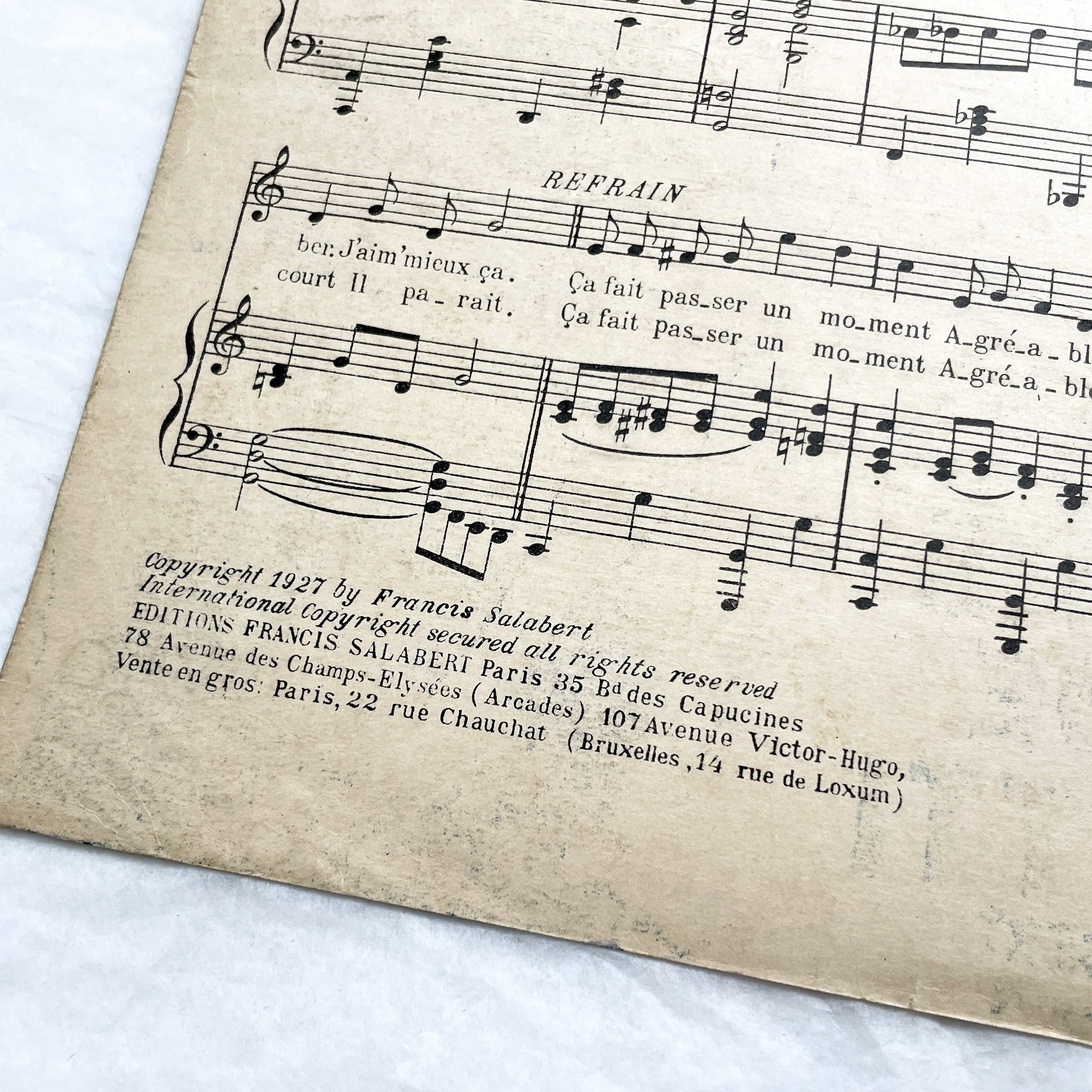 1920s - French Musical Score - 'Comte Obligado' Operetta by Moretti and Barde - 'Ça Fait Passer Un Moment' Sheet Music - Salabert Editions.