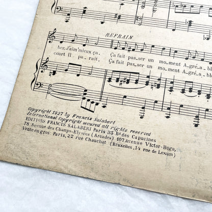 1920s - French Musical Score - 'Comte Obligado' Operetta by Moretti and Barde - 'Ça Fait Passer Un Moment' Sheet Music - Salabert Editions.