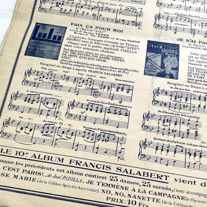 1920s - French Musical Score - 'Comte Obligado' Operetta by Moretti and Barde - 'Ça Fait Passer Un Moment' Sheet Music - Salabert Editions.