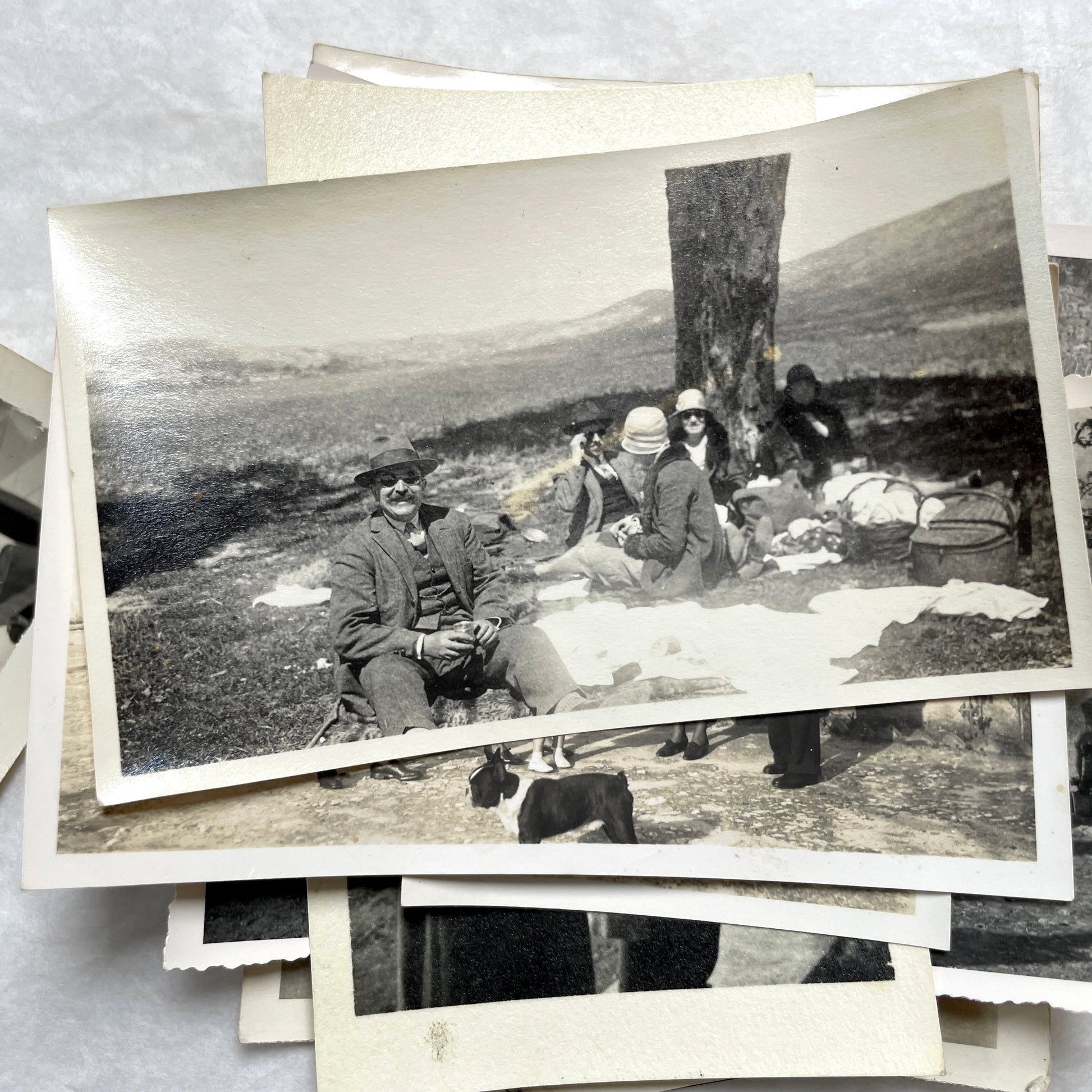 1940s vintage French photograph lot showing families, children, and daily life scenes in black and white.
