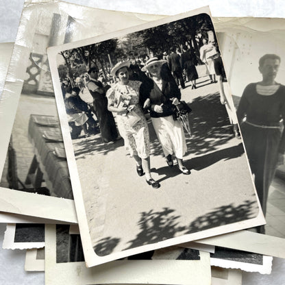1940s vintage French photograph lot showing families, children, and daily life scenes in black and white.