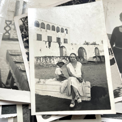 1940s vintage French photograph lot showing families, children, and daily life scenes in black and white.