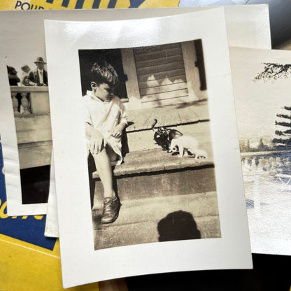 1930s vintage photo lot with French family scenes and original negatives, capturing nostalgic moments of daily life.