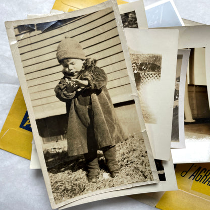 1930s vintage photo lot with French family scenes and original negatives, capturing nostalgic moments of daily life.