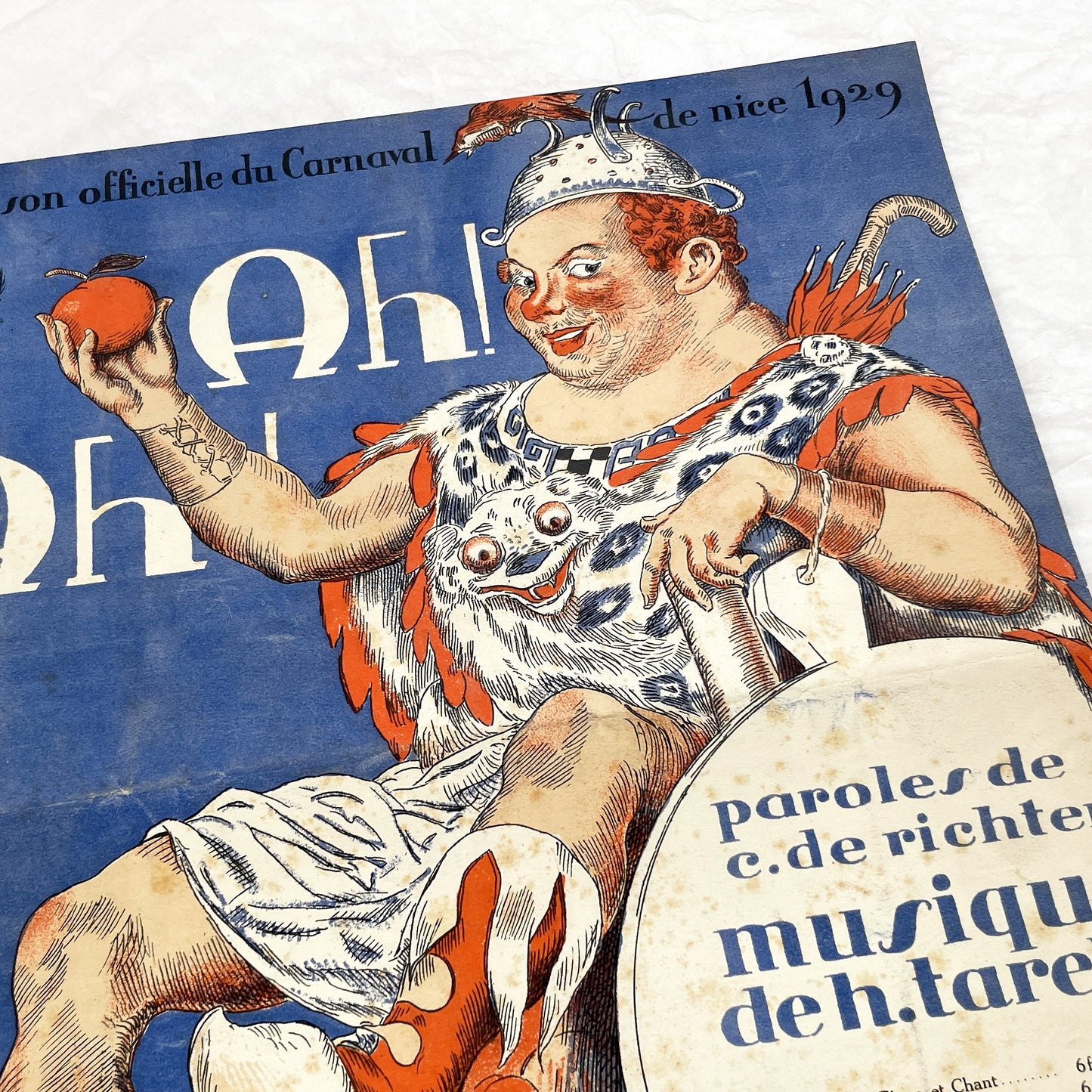 1920s - Vintage French Music Sheet - Nice Carnival Official Song 1929 - Ah! Ah!! - Gustav Adlof Moossa cover - Delrieu Frères