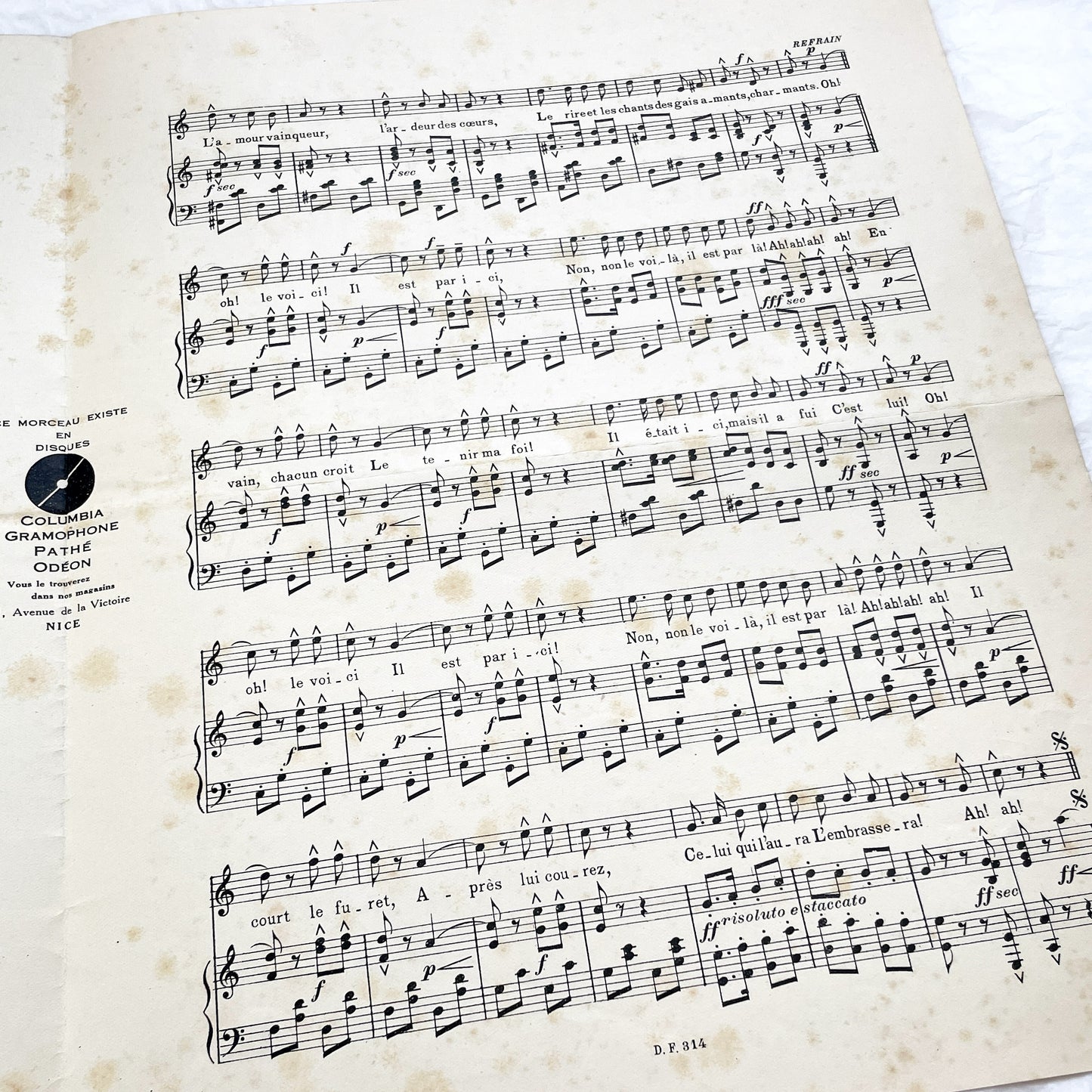 1920s - Vintage French Music Sheet - Nice Carnival Official Song 1929 - Ah! Ah!! - Gustav Adlof Moossa cover - Delrieu Frères
