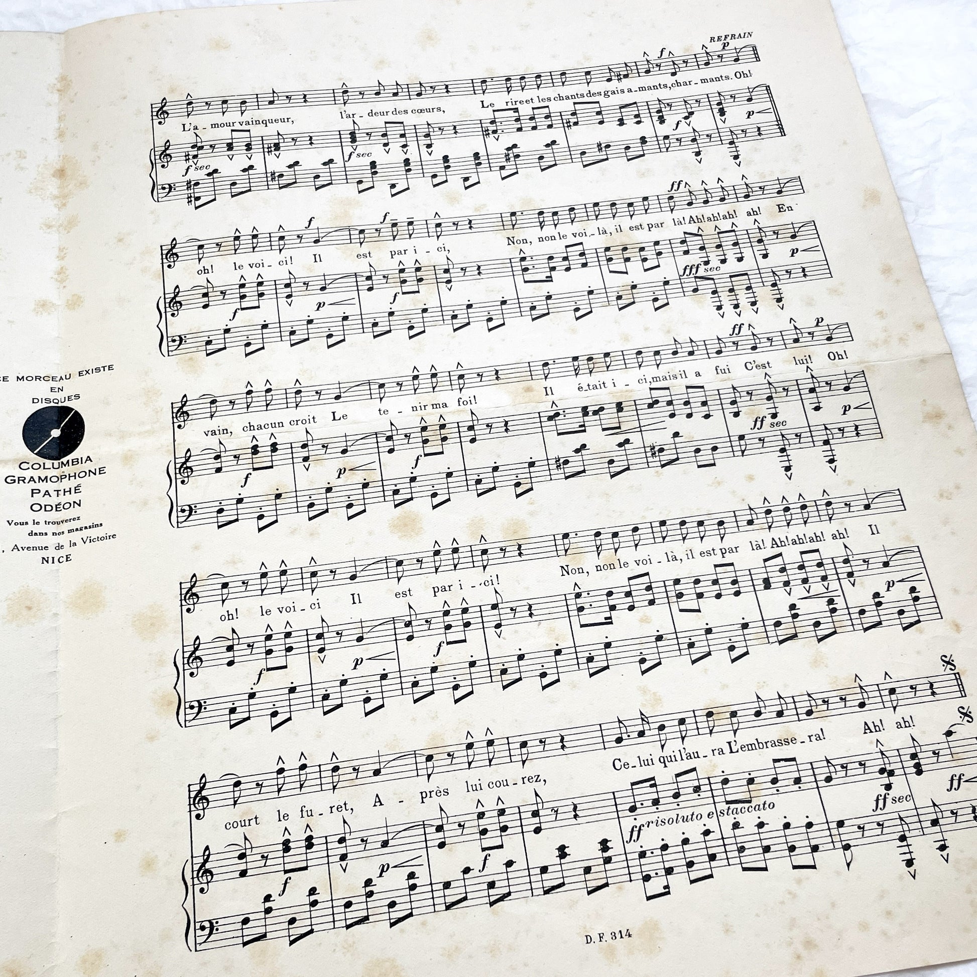 1920s - Vintage French Music Sheet - Nice Carnival Official Song 1929 - Ah! Ah!! - Gustav Adlof Moossa cover - Delrieu Frères