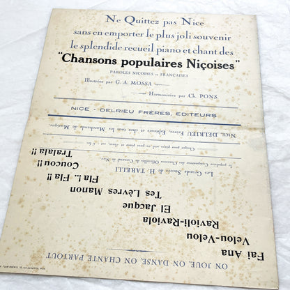 1920s - Vintage French Music Sheet - Nice Carnival Official Song 1929 - Ah! Ah!! - Gustav Adlof Moossa cover - Delrieu Frères