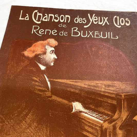 1910s - Antique French Sheet Music - La Chanson des Yeux Clos - René de Buxeuil Maurice Boukay - Piano Vocal Score - Vintage Songbook.